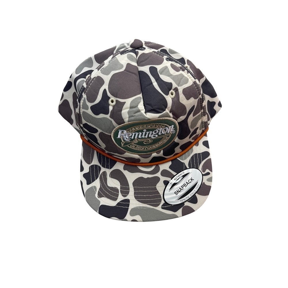 Remington Camo Snapback Hat Mens Green Camo Rope Trucker Cap Made in USA I07